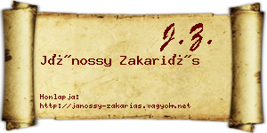 Jánossy Zakariás névjegykártya